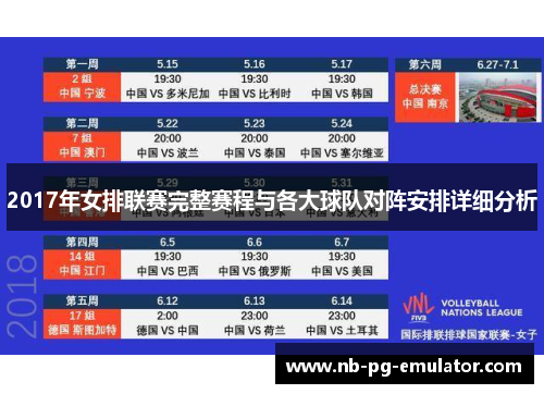 2017年女排联赛完整赛程与各大球队对阵安排详细分析
